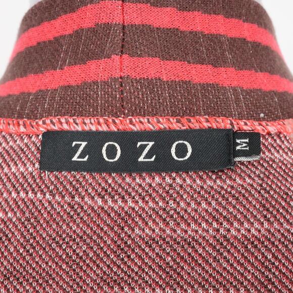 Zozo Sweater Womens Medium Gray Red Brown Open Cardigan Long Sleeve Boho Hipster - Picture 3 of 14